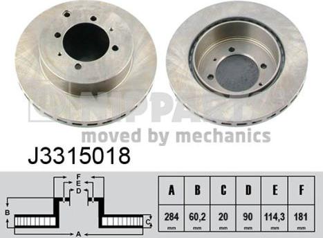 Nipparts J3315018 - Тормозной диск avtokuzovplus.com.ua