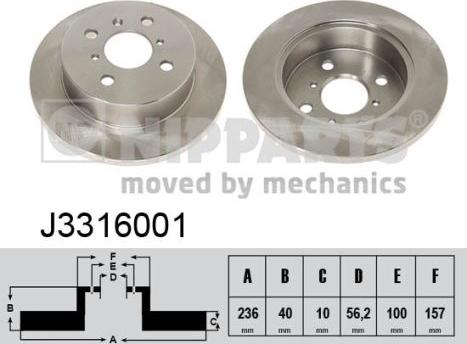 Nipparts J3316001 - Тормозной диск avtokuzovplus.com.ua