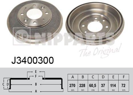 Nipparts J3400300 - Гальмівний барабан autocars.com.ua