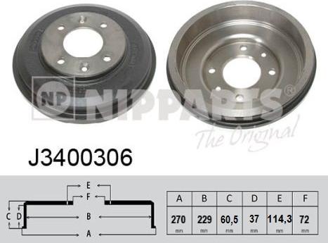 Nipparts J3400306 - Гальмівний барабан autocars.com.ua