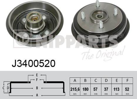 Nipparts J3400520 - Тормозной барабан avtokuzovplus.com.ua