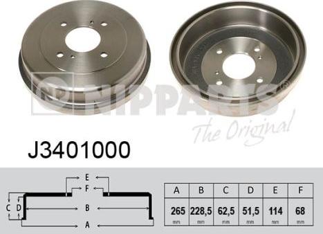 Nipparts J3401000 - Гальмівний барабан autocars.com.ua