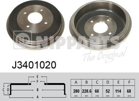 Nipparts J3401020 - Тормозной барабан avtokuzovplus.com.ua