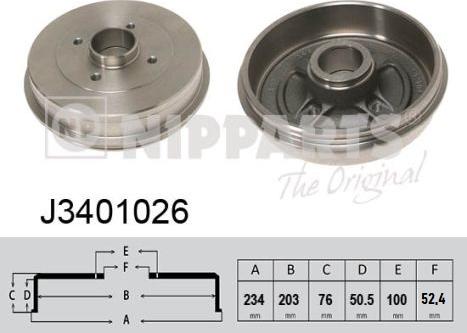 Nipparts J3401026 - Гальмівний барабан autocars.com.ua