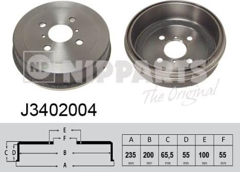 Nipparts J3402004 - Тормозной барабан avtokuzovplus.com.ua