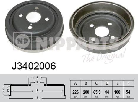 Nipparts J3402006 - Гальмівний барабан autocars.com.ua