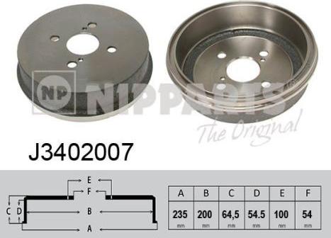 Nipparts J3402007 - Гальмівний барабан autocars.com.ua