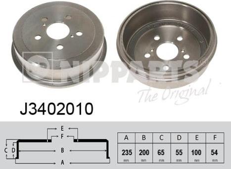 Nipparts J3402010 - Гальмівний барабан autocars.com.ua