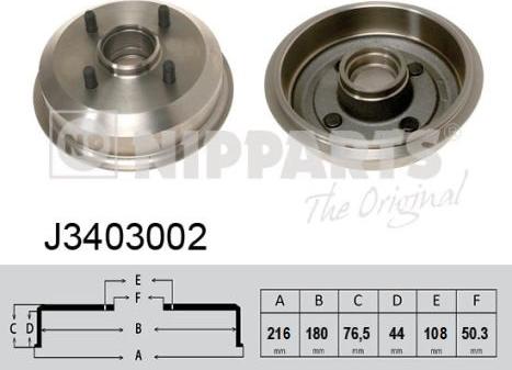 Nipparts J3403002 - Гальмівний барабан autocars.com.ua