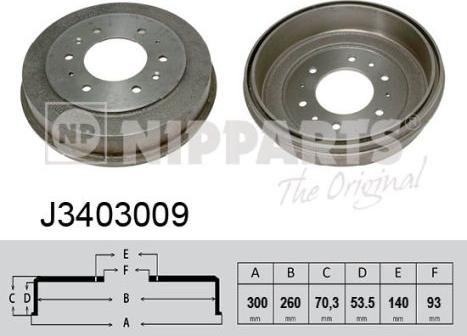 Nipparts J3403009 - Гальмівний барабан autocars.com.ua