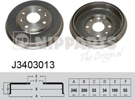 Nipparts J3403013 - Тормозной барабан avtokuzovplus.com.ua