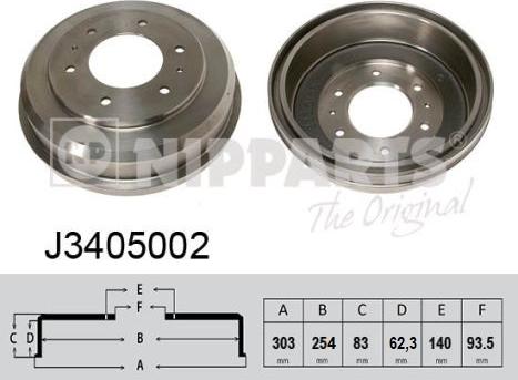 Nipparts J3405002 - Гальмівний барабан autocars.com.ua