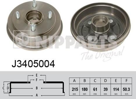 Nipparts J3405004 - Гальмівний барабан autocars.com.ua