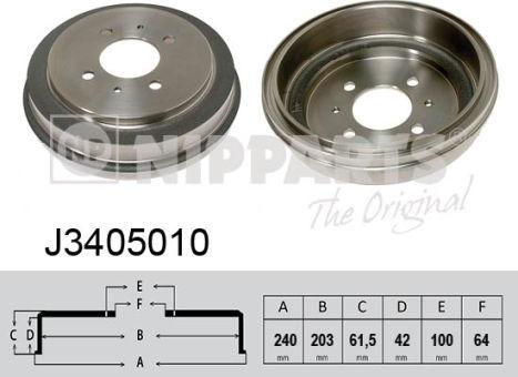 Nipparts J3405010 - Гальмівний барабан autocars.com.ua