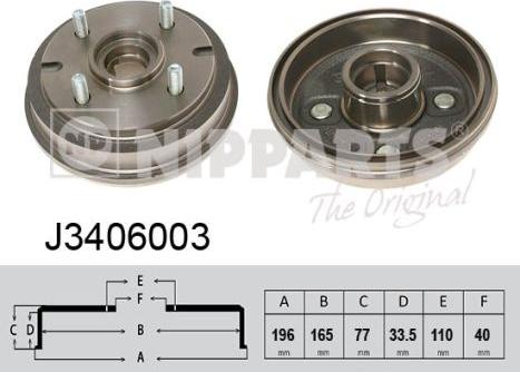 Nipparts J3406003 - Тормозной барабан avtokuzovplus.com.ua