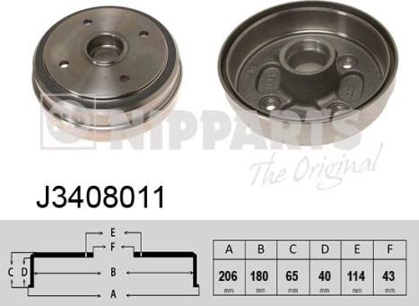 Nipparts J3408011 - Гальмівний барабан autocars.com.ua