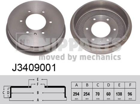 Nipparts J3409001 - Тормозной барабан avtokuzovplus.com.ua