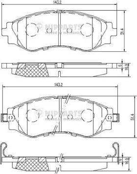 Nipparts J3600910 - Тормозные колодки, дисковые, комплект avtokuzovplus.com.ua