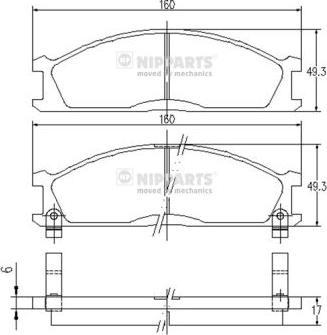 Nipparts J3601037 - Тормозные колодки, дисковые, комплект avtokuzovplus.com.ua