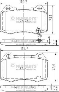 Nipparts J3601083 - Гальмівні колодки, дискові гальма autocars.com.ua