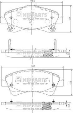 Nipparts J3602123 - Тормозные колодки, дисковые, комплект autodnr.net