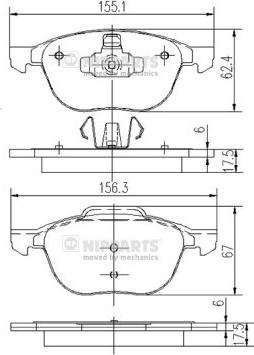 Nipparts J3603063 - Гальмівні колодки, дискові гальма autocars.com.ua