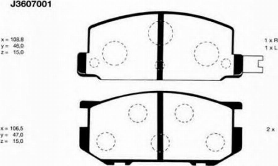 Nipparts J3607001 - Тормозные колодки, дисковые, комплект autodnr.net