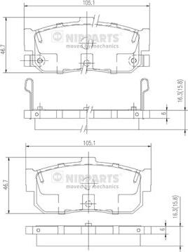 Nipparts J3611034 - Гальмівні колодки, дискові гальма autocars.com.ua