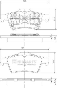 Nipparts J3611045 - Гальмівні колодки, дискові гальма autocars.com.ua