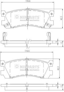 Nipparts J3613005 - Гальмівні колодки, дискові гальма autocars.com.ua