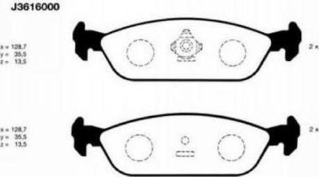 Nipparts J3616000 - Тормозные колодки, дисковые, комплект autodnr.net