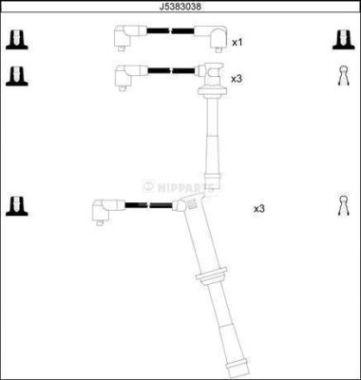 Nipparts J5383038 - Комплект проводів запалювання autocars.com.ua