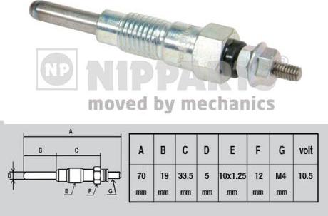 Nipparts J5711004 - Свеча накаливания avtokuzovplus.com.ua