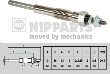 Nipparts J5712002 - Свічка розжарювання autocars.com.ua