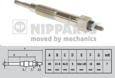 Nipparts J5712004 - Свічка розжарювання autocars.com.ua