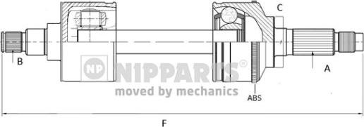 Nipparts N2800300 - Приводний вал autocars.com.ua