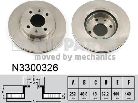 Nipparts N3300326 - Гальмівний диск autocars.com.ua