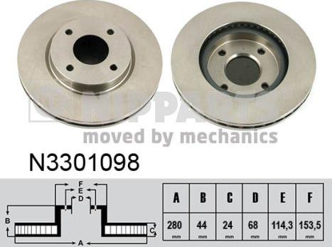 Nipparts N3301098 - Тормозной диск avtokuzovplus.com.ua