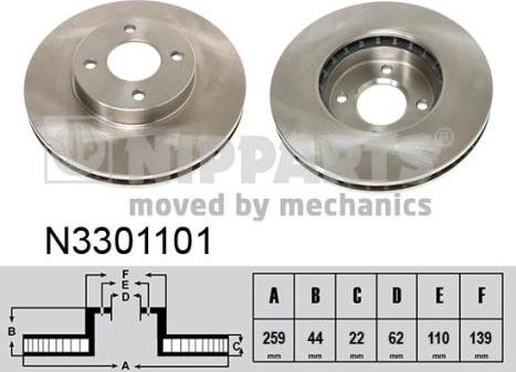 Nipparts N3301101 - Тормозной диск avtokuzovplus.com.ua