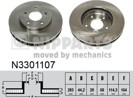 Nipparts N3301107 - Гальмівний диск autocars.com.ua