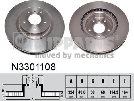 Nipparts N3301108 - Гальмівний диск autocars.com.ua