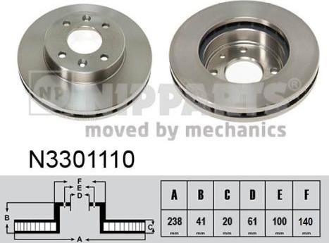 Nipparts N3301110 - Тормозной диск avtokuzovplus.com.ua