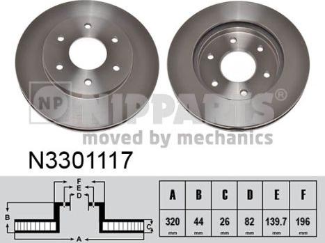 Nipparts N3301117 - Тормозной диск avtokuzovplus.com.ua