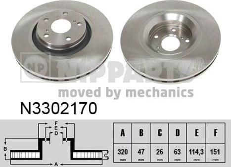 Nipparts N3302170 - Тормозной диск avtokuzovplus.com.ua