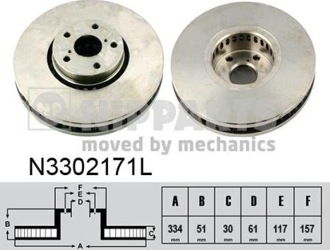 Nipparts N3302171L - Гальмівний диск autocars.com.ua