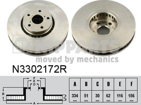 Nipparts N3302172R - Гальмівний диск autocars.com.ua