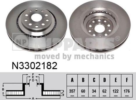 Nipparts N3302182 - Тормозной диск avtokuzovplus.com.ua