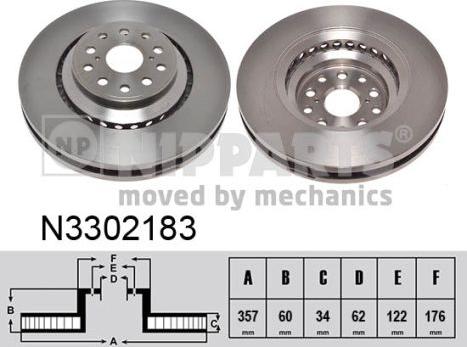 Nipparts N3302183 - Тормозной диск avtokuzovplus.com.ua