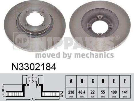 Nipparts N3302184 - Тормозной диск avtokuzovplus.com.ua