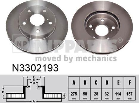 Nipparts N3302193 - Тормозной диск autodnr.net